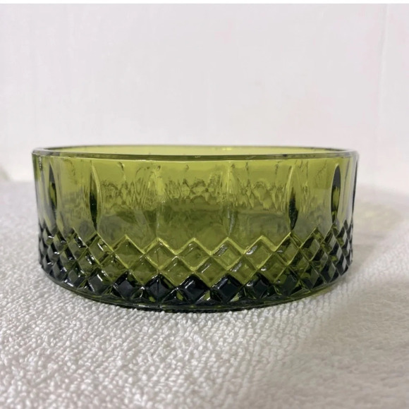 Vintage Avocado Green Indiana Glass Princess Pattern  Candy Dish - Picture 1 of 10